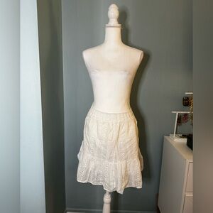 Skies Are Blue EUC White Eyelet Ruffle Mini Skirt XL